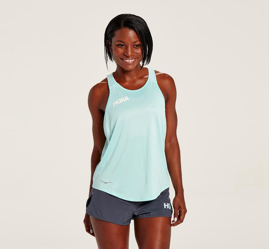 Hoka One One Performance Tank - Women Tops - Blue,Australia FBN-812074